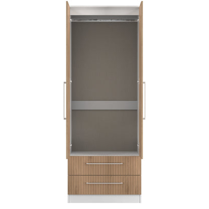 Worcester Tall Wardrobe White & Light Oak 2 Doors 2 Drawers 74cm