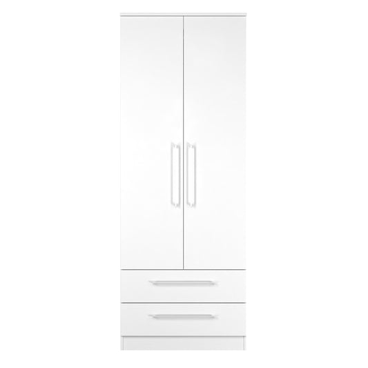 Worcester Tall Wardrobe White 2 Doors 2 Drawers 74cm
