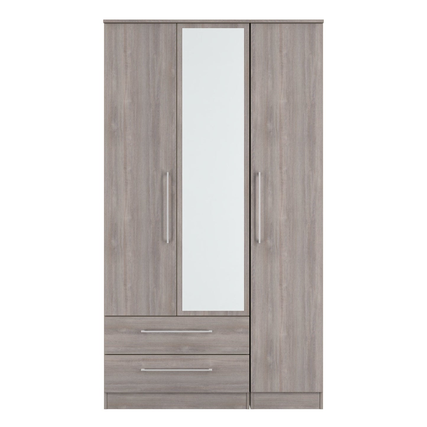 Worcester Tall Mirror Wardrobe Light Grey 2 Drawers 111cm