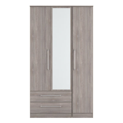 Worcester Tall Mirror Wardrobe Light Grey 2 Drawers 111cm