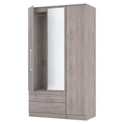 Worcester Tall Mirror Wardrobe Light Grey 2 Drawers 111cm