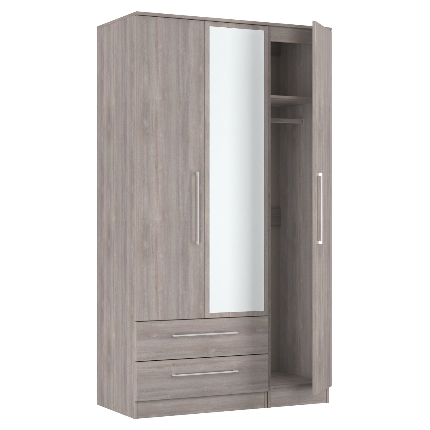 Worcester Tall Mirror Wardrobe Light Grey 2 Drawers 111cm