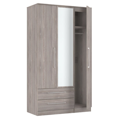 Worcester Tall Mirror Wardrobe Light Grey 2 Drawers 111cm