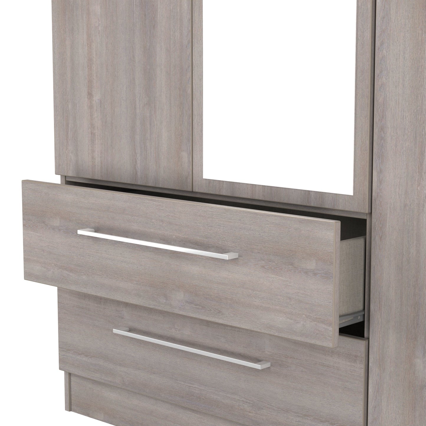 Worcester Tall Mirror Wardrobe Light Grey 2 Drawers 111cm