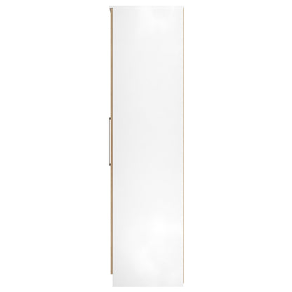 Worcester Tall Mirror Wardrobe White & Light Oak 2 Drawers 111cm