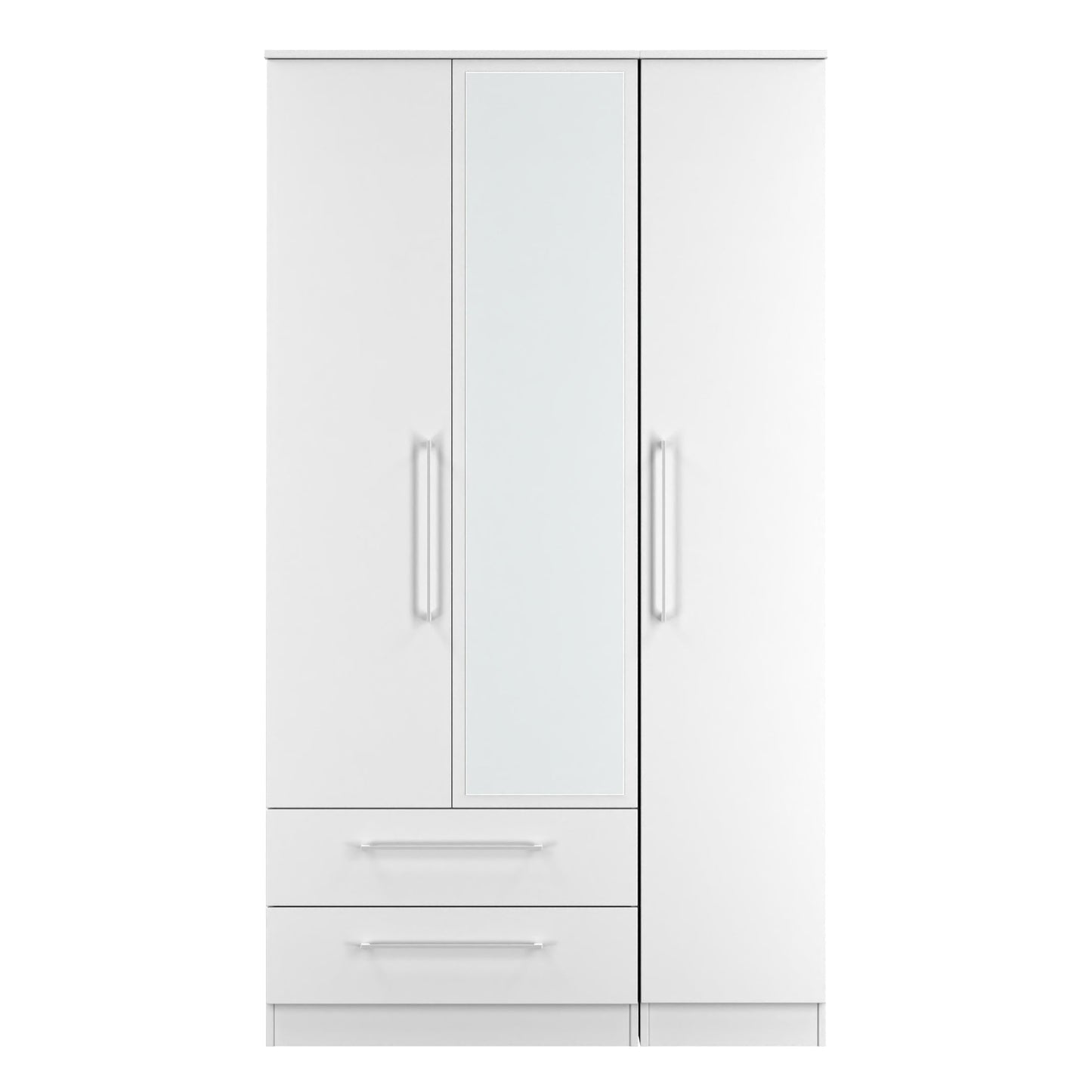 Worcester Tall Mirror Wardrobe White 2 Drawers 111cm