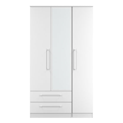 Worcester Tall Mirror Wardrobe White 2 Drawers 111cm