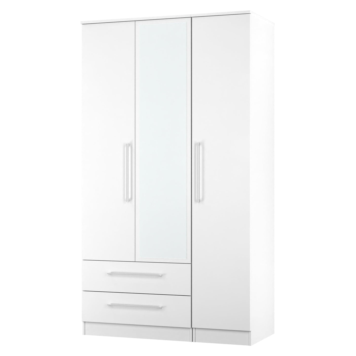 Worcester Tall Mirror Wardrobe White 2 Drawers 111cm