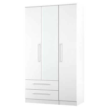 Worcester Tall Mirror Wardrobe White 2 Drawers 111cm