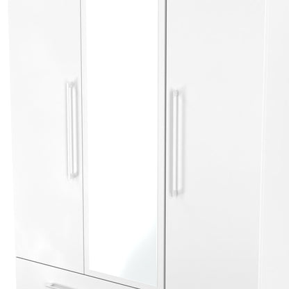 Worcester Tall Mirror Wardrobe White 2 Drawers 111cm
