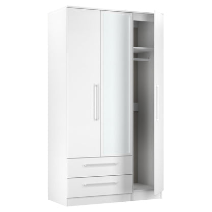 Worcester Tall Mirror Wardrobe White 2 Drawers 111cm