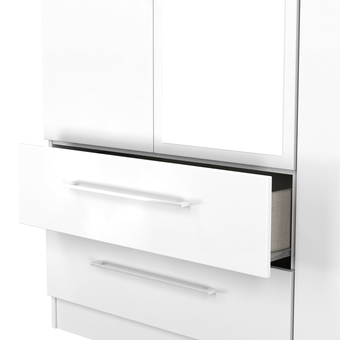 Worcester Tall Mirror Wardrobe White 2 Drawers 111cm