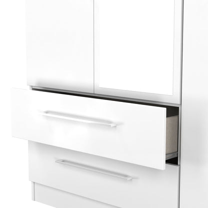 Worcester Tall Mirror Wardrobe White 2 Drawers 111cm