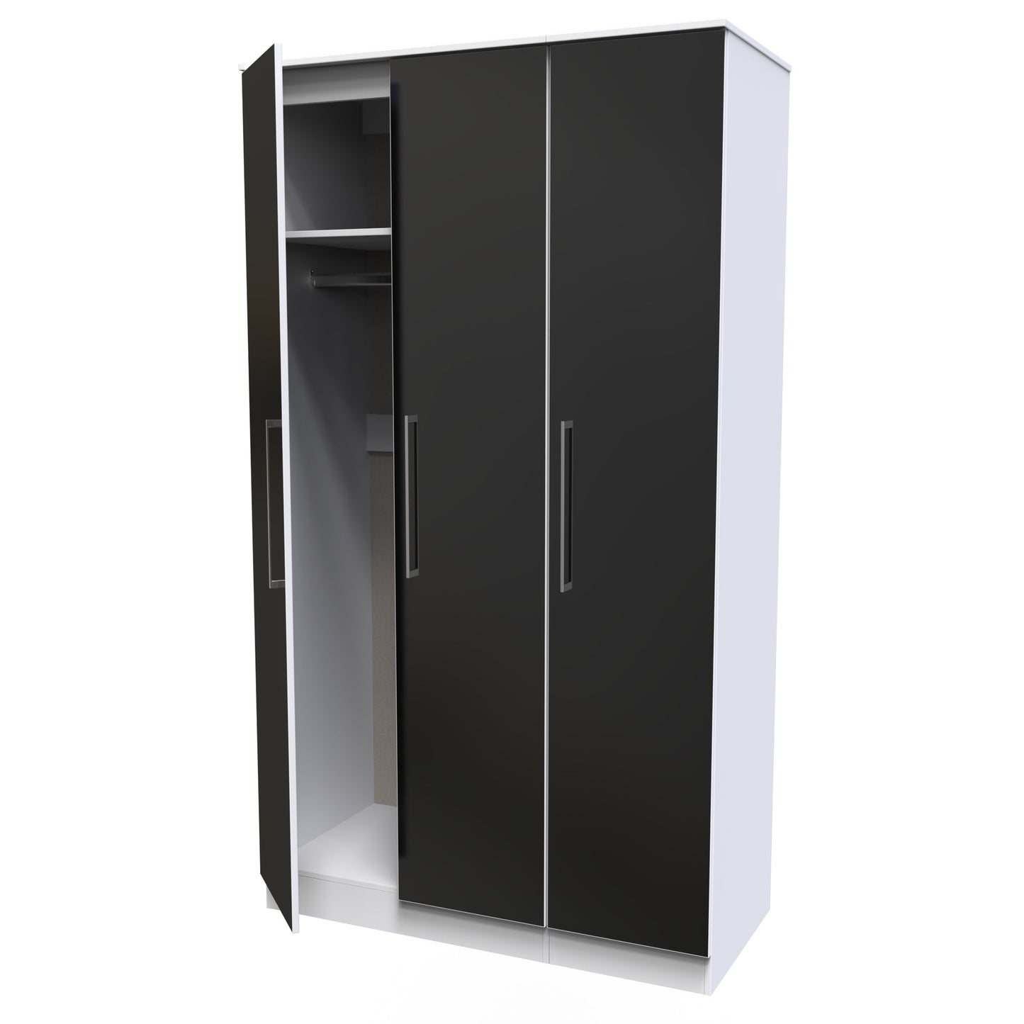 Worcester Tall Mirror Wardrobe Black & White 111cm