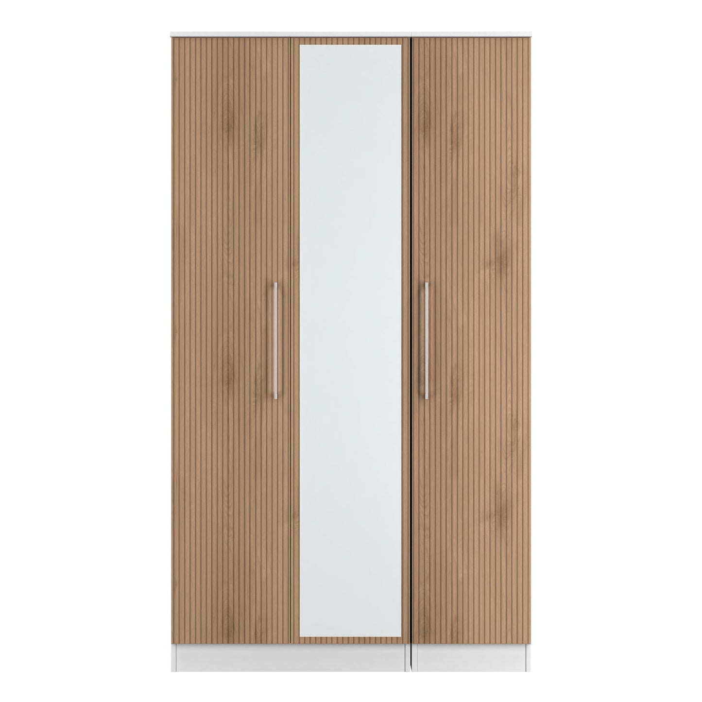 Worcester Tall Mirror Wardrobe White & Light Oak 111cm