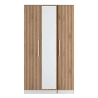 Worcester Tall Mirror Wardrobe White & Light Oak 111cm