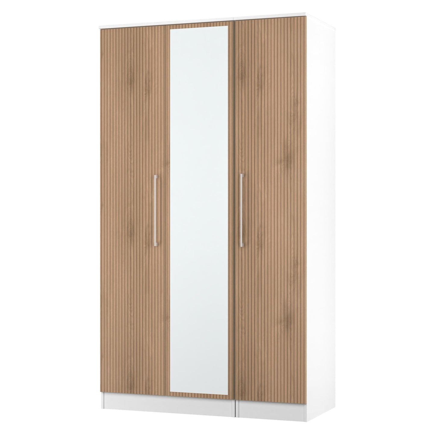Worcester Tall Mirror Wardrobe White & Light Oak 111cm