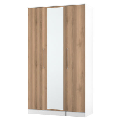 Worcester Tall Mirror Wardrobe White & Light Oak 111cm