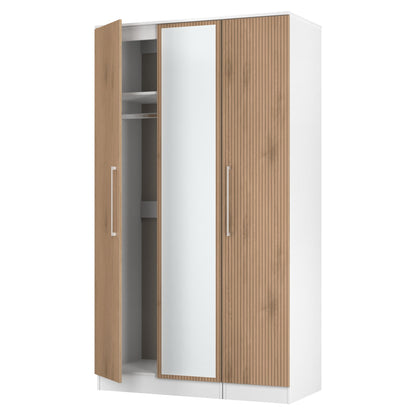 Worcester Tall Mirror Wardrobe White & Light Oak 111cm