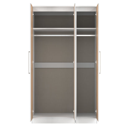 Worcester Tall Mirror Wardrobe White & Light Oak 111cm