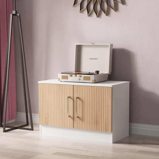 Worcester TV Unit White & Light Oak 2 Doors 74cm