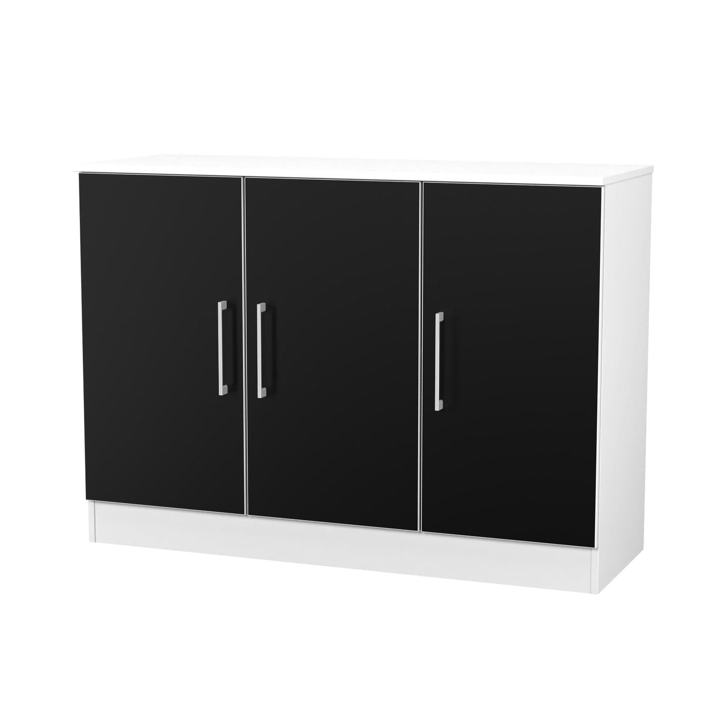 Worcester Large Sideboard Black & White 3 Doors 1 Shelf 110cm