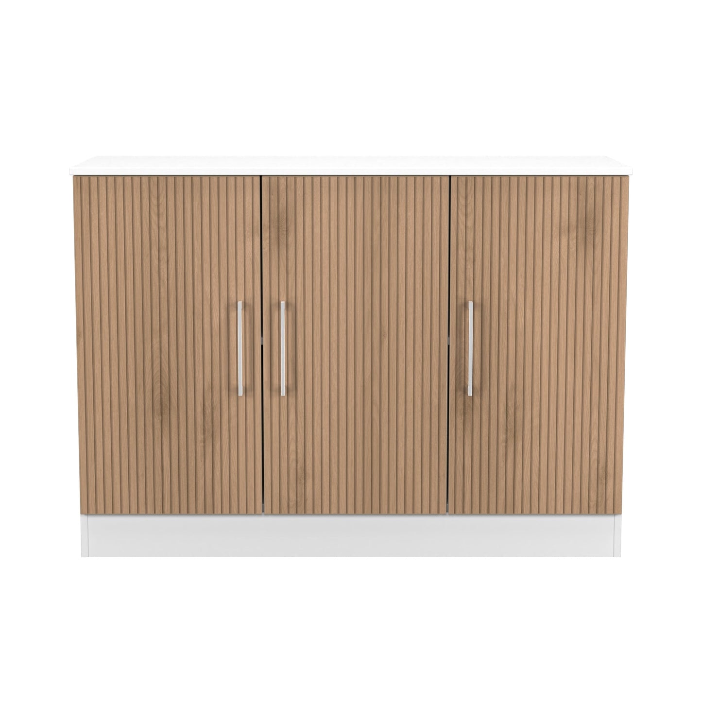 Worcester Large Sideboard White & Light Oak 3 Doors 1 Shelf 110cm