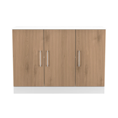 Worcester Large Sideboard White & Light Oak 3 Doors 1 Shelf 110cm