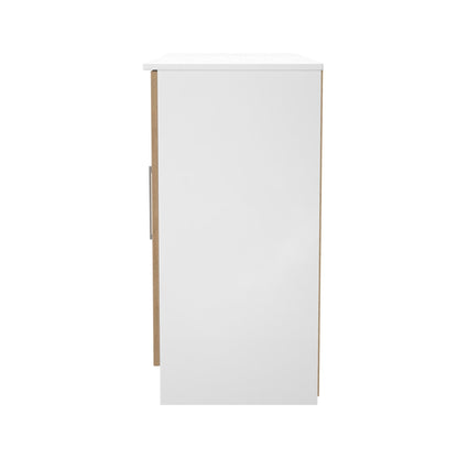 Worcester Large Sideboard White & Light Oak 3 Doors 1 Shelf 110cm