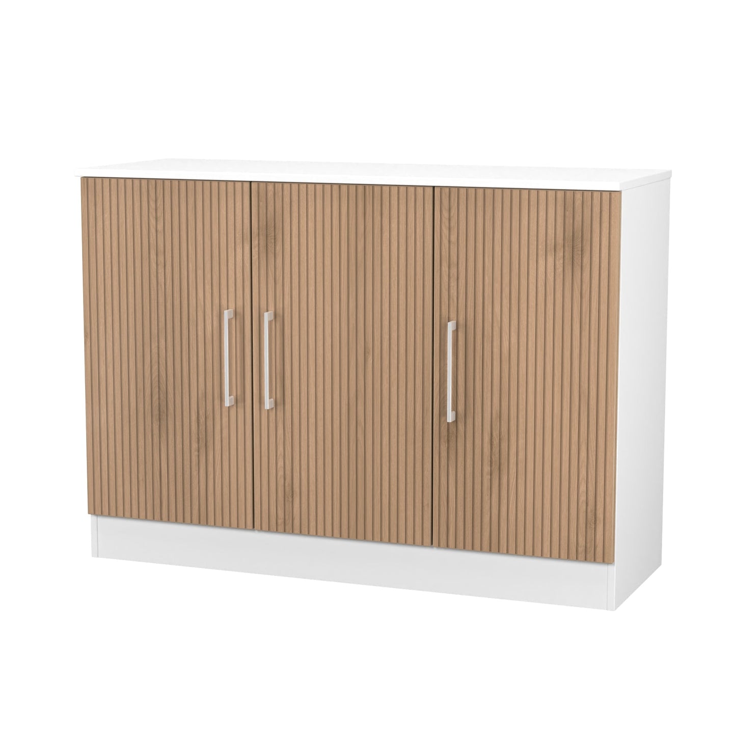 Worcester Large Sideboard White & Light Oak 3 Doors 1 Shelf 110cm