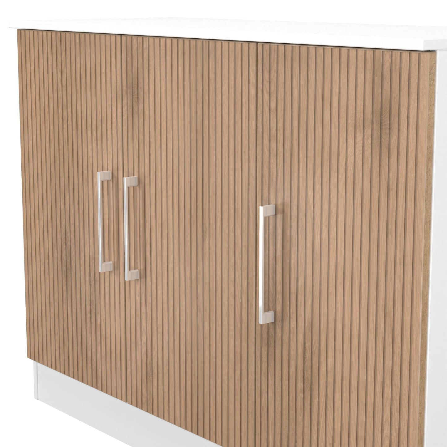 Worcester Large Sideboard White & Light Oak 3 Doors 1 Shelf 110cm