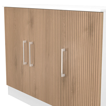 Worcester Large Sideboard White & Light Oak 3 Doors 1 Shelf 110cm