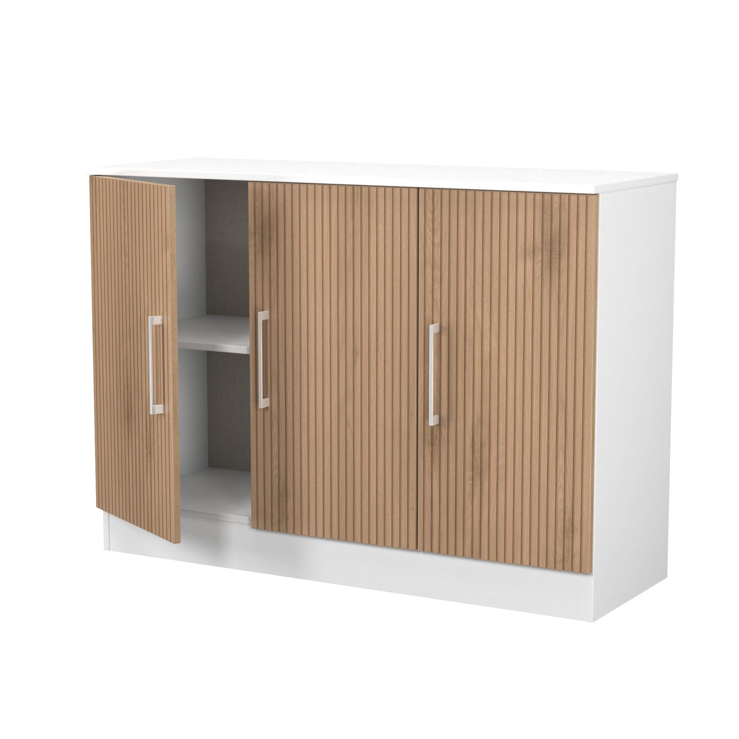 Worcester Large Sideboard White & Light Oak 3 Doors 1 Shelf 110cm