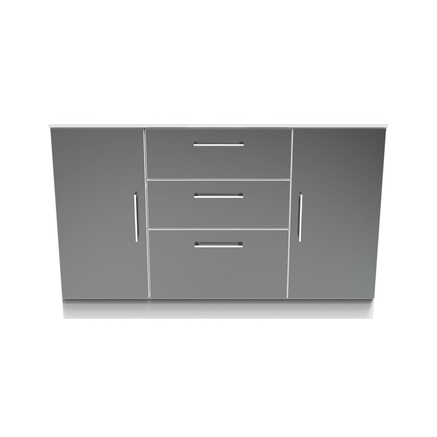 Worcester Large Sideboard Black & White 2 Doors 2 Shelves 3 Drawers 126cm