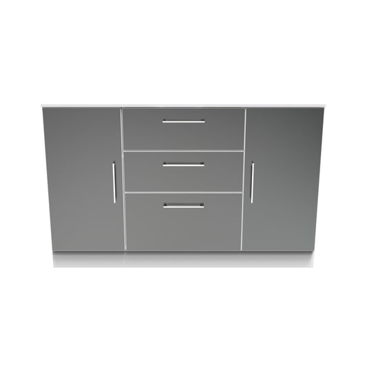 Worcester Large Sideboard Black & White 2 Doors 2 Shelves 3 Drawers 126cm