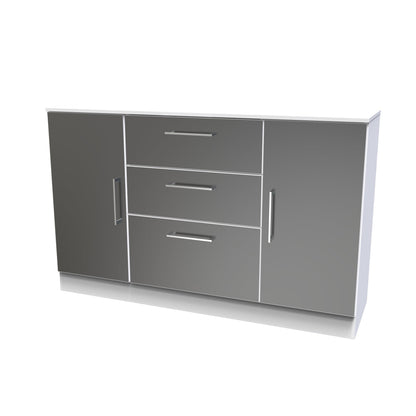 Worcester Large Sideboard Black & White 2 Doors 2 Shelves 3 Drawers 126cm
