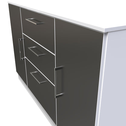 Worcester Large Sideboard Black & White 2 Doors 2 Shelves 3 Drawers 126cm