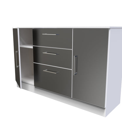 Worcester Large Sideboard Black & White 2 Doors 2 Shelves 3 Drawers 126cm