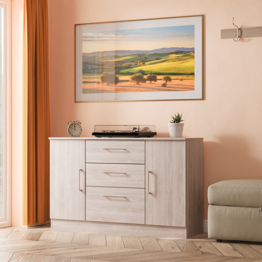 Worcester Large Sideboard Light Grey 2 Doors 2 Shelves 3 Drawers 126cm