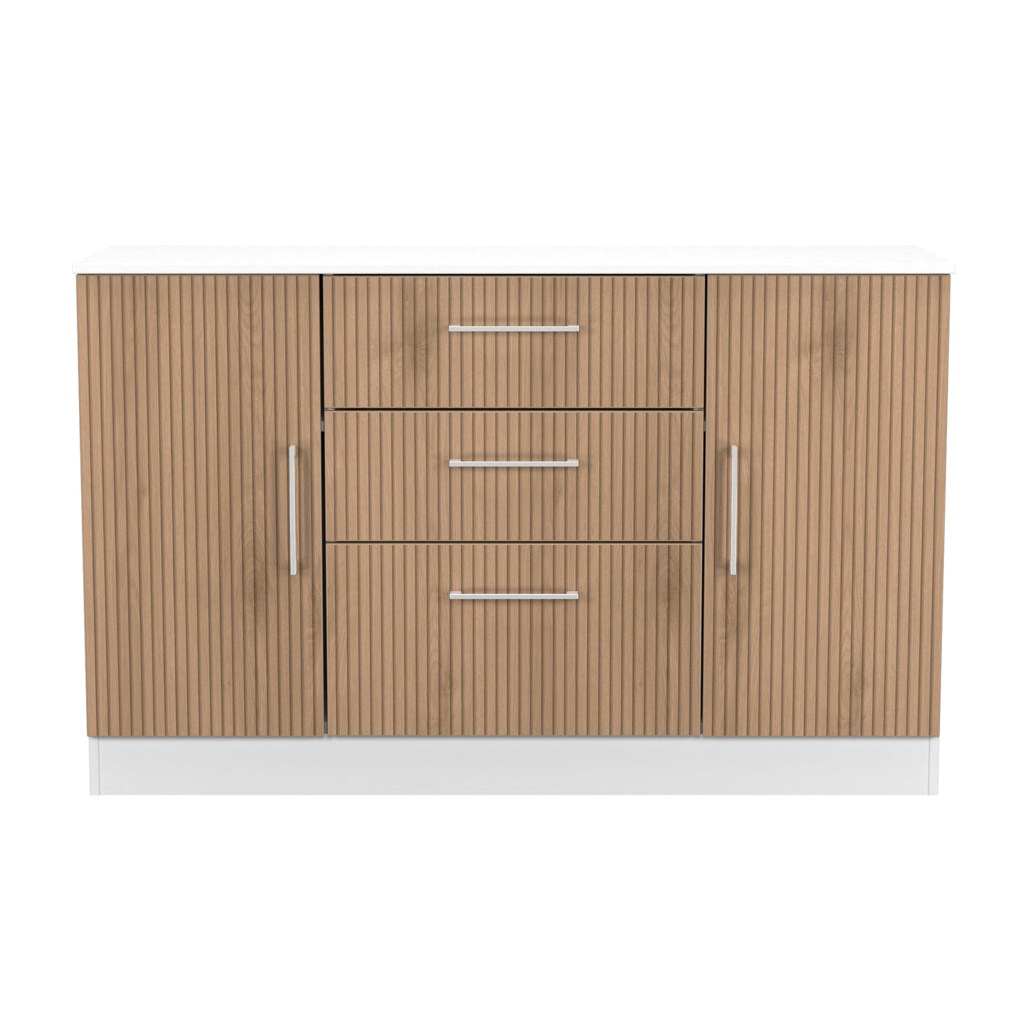 Worcester Large Sideboard White & Light Oak 2 Doors 2 Shelves 3 Drawers 126cm