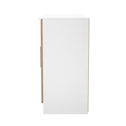 Worcester Large Sideboard White & Light Oak 2 Doors 2 Shelves 3 Drawers 126cm