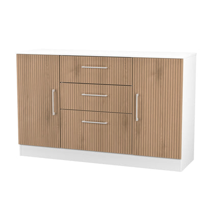 Worcester Large Sideboard White & Light Oak 2 Doors 2 Shelves 3 Drawers 126cm
