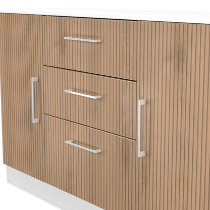 Worcester Large Sideboard White & Light Oak 2 Doors 2 Shelves 3 Drawers 126cm