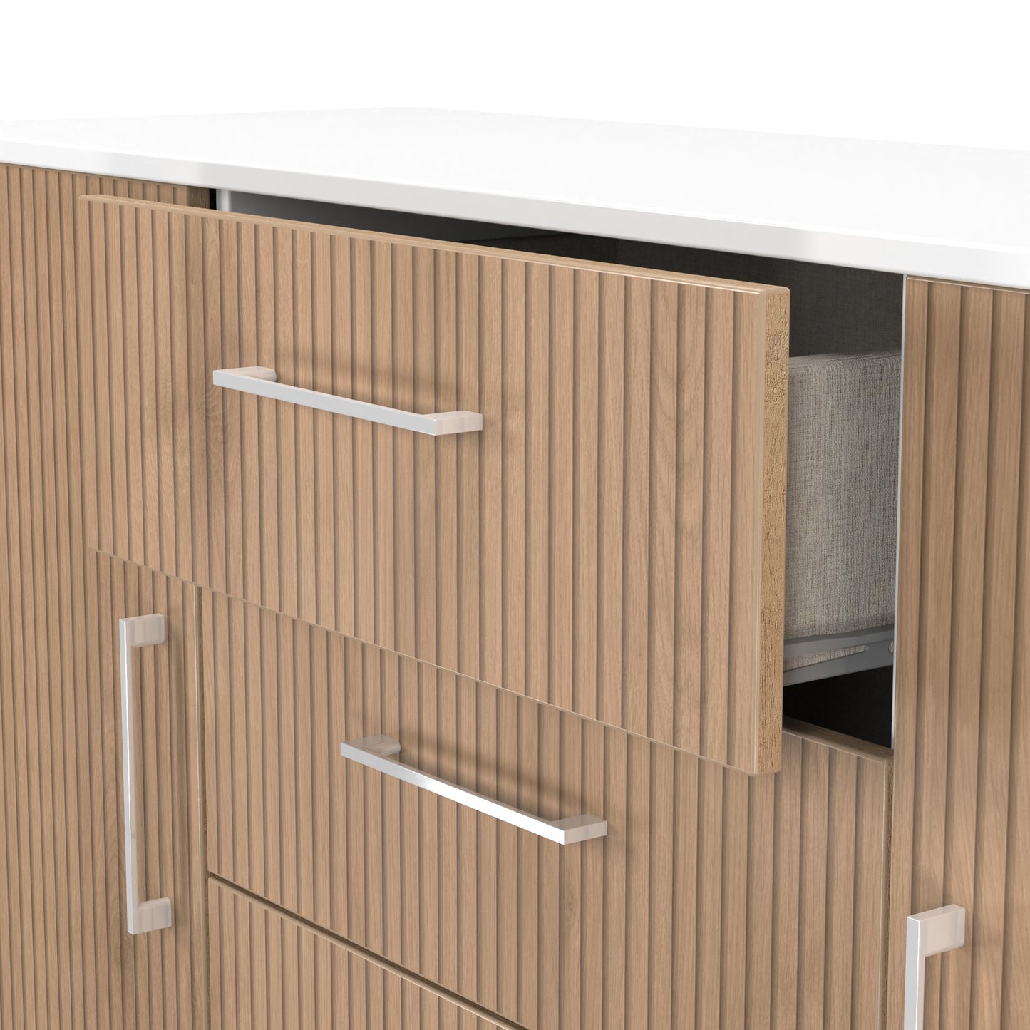 Worcester Large Sideboard White & Light Oak 2 Doors 2 Shelves 3 Drawers 126cm