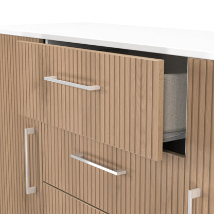 Worcester Large Sideboard White & Light Oak 2 Doors 2 Shelves 3 Drawers 126cm