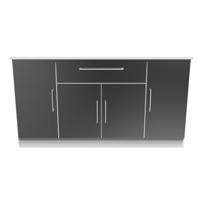 Worcester Large Sideboard Black & White 4 Doors 2 Shelves 1 Drawer 144cm