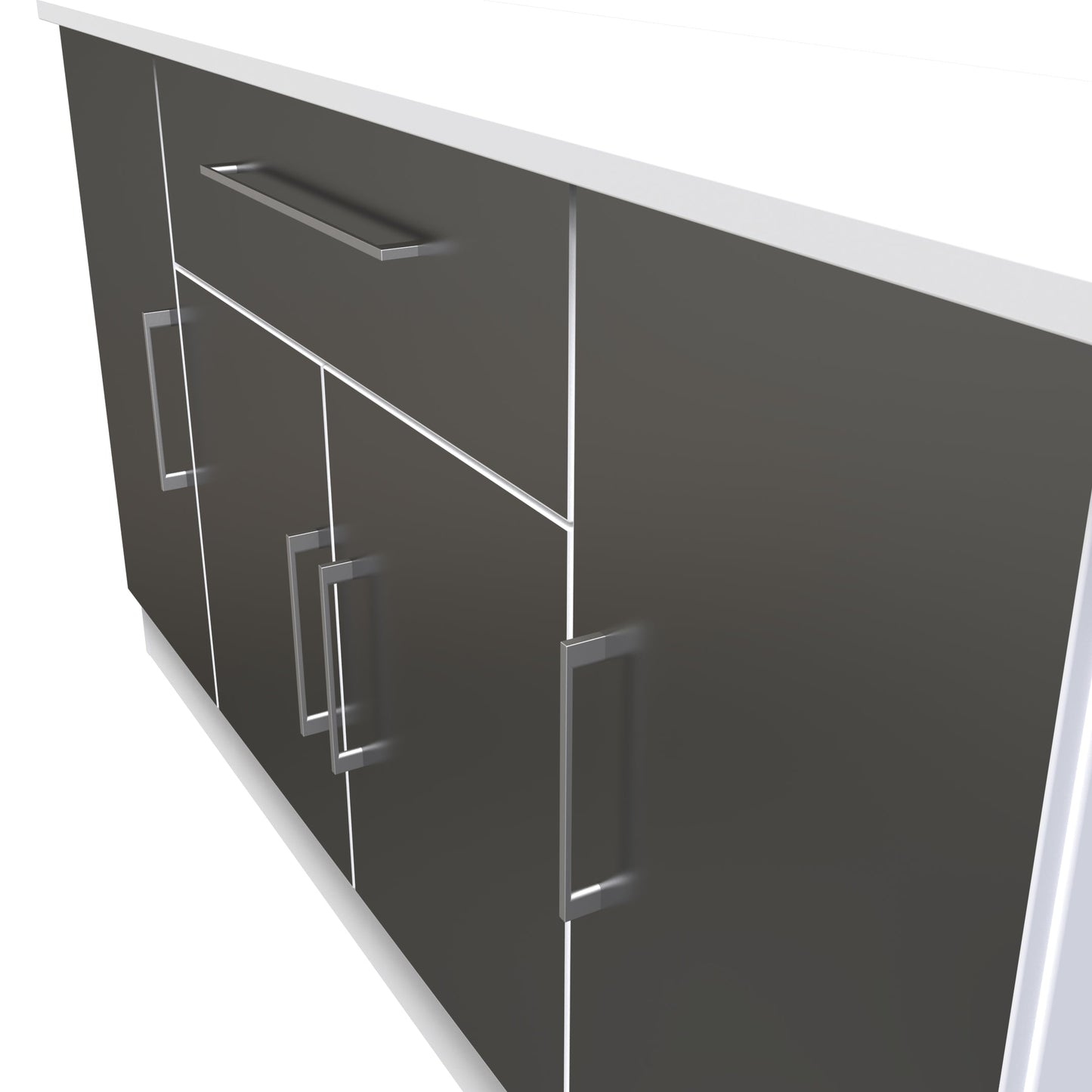 Worcester Large Sideboard Black & White 4 Doors 2 Shelves 1 Drawer 144cm