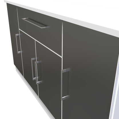 Worcester Large Sideboard Black & White 4 Doors 2 Shelves 1 Drawer 144cm