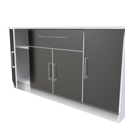 Worcester Large Sideboard Black & White 4 Doors 2 Shelves 1 Drawer 144cm
