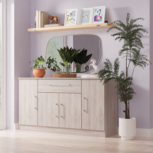 Worcester Large Sideboard Light Grey 4 Doors 2 Shelves 1 Drawer 144cm